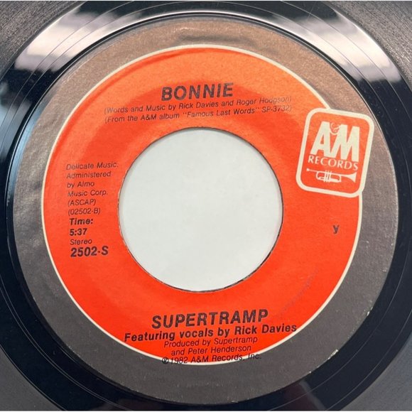 Supertramp It's Raining Again / Bonnie 45 Classic Rock A&M 2502 - Picture 2 of 4